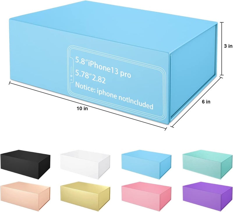 ROSTELACK Blue Gift Box 10" x 6" x 3" with Magnetic Closure Lid Gifts Boxe for Presents,Bridesmaid Gifts Boxes,Cute Box,Birthday Gift Boxe,Luxury for Gifts Packaging, Magnetic Gift Box for Wrapping Gifts (Blue) - Image 2